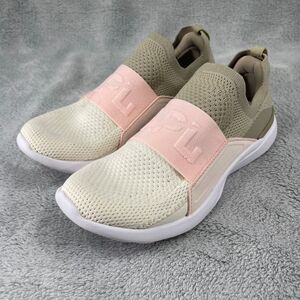 APL Techloom Bliss Knit Slip-On Running Shoes Womens Sz 6 Taupe Nude Sneakers